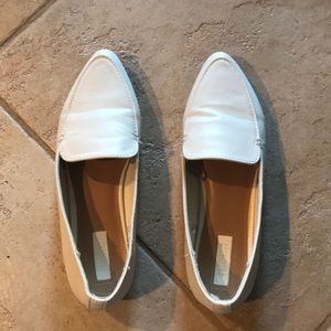 White Faux Leather Pointed Toe Loafers